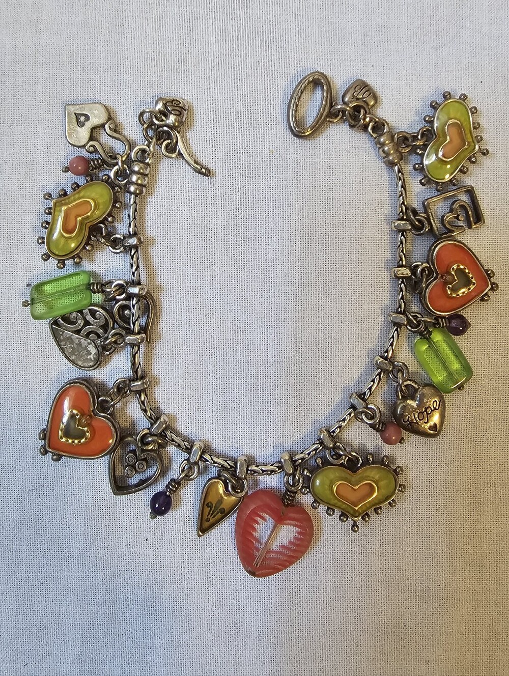 Retired Brighton Hearts Melody Charm Bracelet Portobello Enamel Hearts Toggle - Picture 3 of 13